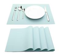 IYYI Silicone Placemats, Placemats for Kids, Placemats Set of 4 Waterproof Heat Resistant Non-Slip Placemats for Dining Table, Easy to Clean (Light Blue)