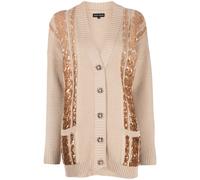 Izaak Azanei sequin-embellished cable-knit cardigan - Brown S-XL