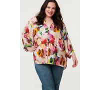 Izabel Curve Women's Curve Brushstroke Print 3/4 Sleeve Shirt | Size: 22 Izabel Curve Multicolor 22
