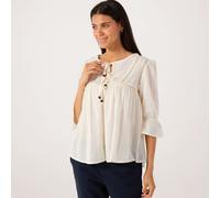 Izabel London 100% Cotton Tie Neck Top WHITE SIZE 10