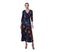 Izabel London Peacock Print 3/4 Sleeve Wrap Maxi Dress - Blue - 8