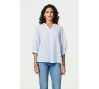 Izabel London 3/4 Sleeve Collarless Curve Hem Shirt - Blue - 10