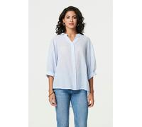 Izabel London 3/4 Sleeve Collarless Curve Hem Shirt - Blue - 18
