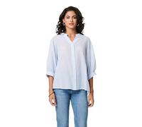 Izabel London 3/4 Sleeve Collarless Curve Hem Shirt for Women UK with a semi Sheer Texture and Buttons.