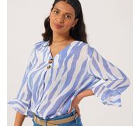 Izabel London 3/4 Sleeves Button Tunic BLUE SIZE 10