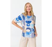 Izabel London Women's Abstract 1/2 Sleeve Relaxed Blouse in Navy | Size: 10 Izabel London Navy 10