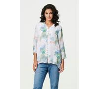 Izabel London Women's Abstract 3/4 Sleeve Relaxed Blouse in Green | Size: 8