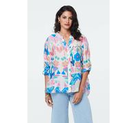 Izabel London Women's Abstract 3/4 Sleeve Relaxed Curve Shirt in White | Size: 12