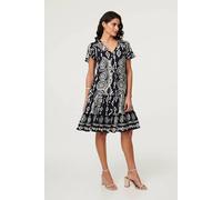 Izabel London Abstract Angel Sleeve Knee Length Dress Multi