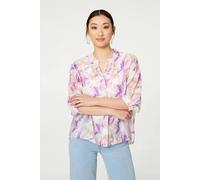 Izabel London Women's Abstract Curve Hem 3/4 Sleeve Blouse in Pink | Size: 16