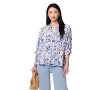 Izabel London Women's Abstract Curve Hem 3/4 Sleeve Shirt in Blue | Size: 16 Izabel London Blue 16