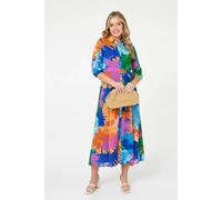 Izabel London Abstract Floral 3/4 Sleeve Maxi Dress - 8 - Blue