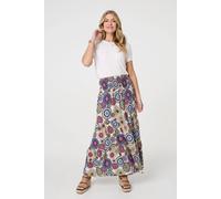 Izabel London Abstract High Waist Relaxed Maxi Skirt In Blue Blue 14
