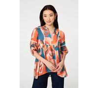 Izabel London Abstract Lace Trim Relaxed Blouse - 16 - Orange
