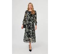 Izabel London Abstract Long Sleeve Layered Maxi Dress Multi