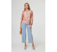 Izabel London Abstract Long Sleeve Relaxed Blouse - 14 - Pink