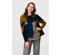 Izabel London Abstract Long Sleeve Relaxed Knit Top Multi 12