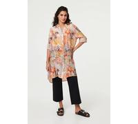 Izabel London Abstract Long Sleeve Short Shirt Dress - 14 - Orange