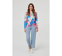 Izabel London Women's Abstract Long Sleeve Slim Jumper | Size: 12