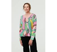 Izabel London Abstract Long Sleeve Textured Top - 10 - Pink