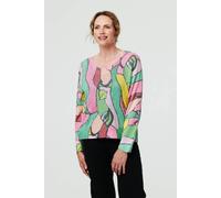 Izabel London Abstract Long Sleeve Textured Top In Pink Pink 8
