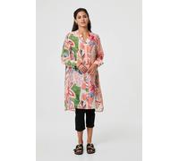 Izabel London Abstract Longline Relaxed Shirt Dress - Pink - 8