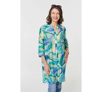 Abstract Longline Relaxed Tunic Shirt Izabel London Green 14