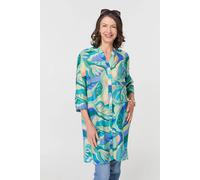 Izabel London Abstract Longline Relaxed Tunic Shirt In Green Green 18