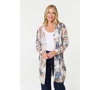 Izabel London Abstract Open Front Longline Cardigan - 12 - White