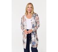 Izabel London Abstract Open Front Longline Cardigan In White White 8