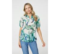 Izabel London Women's Abstract Print 1/2 Sleeve Blouse in Green | Size: 14 Izabel London Green 14