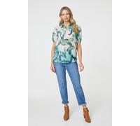 Izabel London Abstract Print 1/2 Sleeve Blouse - Green - 16