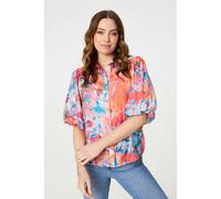 Abstract Print 1/2 Sleeve Shirt Izabel London Orange 10