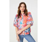 Izabel London Abstract Print 1/2 Sleeve Shirt - Orange - 16