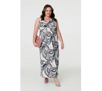 Izabel London Women's Abstract Print A-Line Maxi Dress in Blue | Size: 8 Izabel London Blue 8