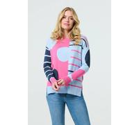 Izabel London Abstract Print Drop Shoulder Jumper In Blue Blue 14