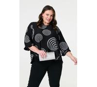 Abstract Print Frill Hem Tunic Top Izabel London Black 12