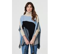 Izabel London Abstract Print High Neck Curve Hem Jumper - One Size - Cream