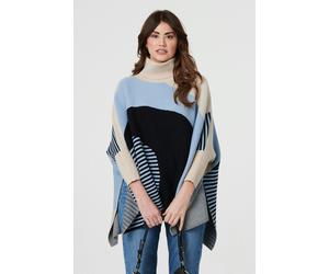 Izabel London Abstract Print High Neck Curve Hem Jumper - One Size - Cream