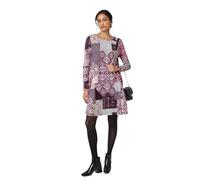 Izabel London Abstract Print Long Sleeve Short Swing Dress for Women UK with a Scoop Neck, Pockets & Short Hem.