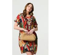 Izabel London Abstract Print Relaxed Short Shift Dress - Orange - M/L