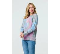 Izabel London Abstract Print Stud Detail Knit Top - Blue - S
