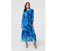 Izabel London Abstract Semi Sheer Layered Maxi Dress - 18 - Blue
