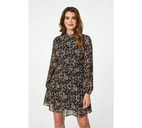 Izabel London Abstract Semi Sheer Short Skater Dress - 12 - Black