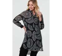 Abstract Sheer Relaxed Longline Blouse Izabel London Black 16