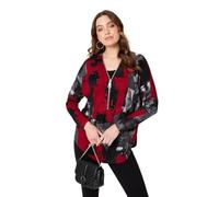 Izabel London Abstract Zip Front Long Sleeve Top for Women UK with a v-Neck, a Relaxed fit and Long Sleeves. Red