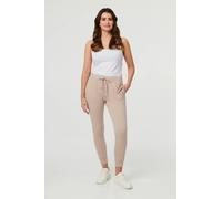 Izabel London Adjustable Drawstring Waist Slim Joggers - Stone - 12