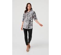 Izabel London Animal Print 1/2 Sleeve Longline Shirt Multi
