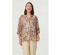 Izabel London Animal Print 3/4 Sleeve Blouse - 16 - Beige
