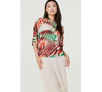 Izabel London Animal Print 3/4 Sleeve Relaxed Blouse - Green - 14